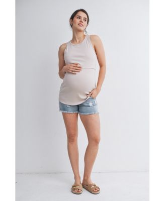 Women's Maternity Nursing Ribbed Tank Top with Lift-Up Panel