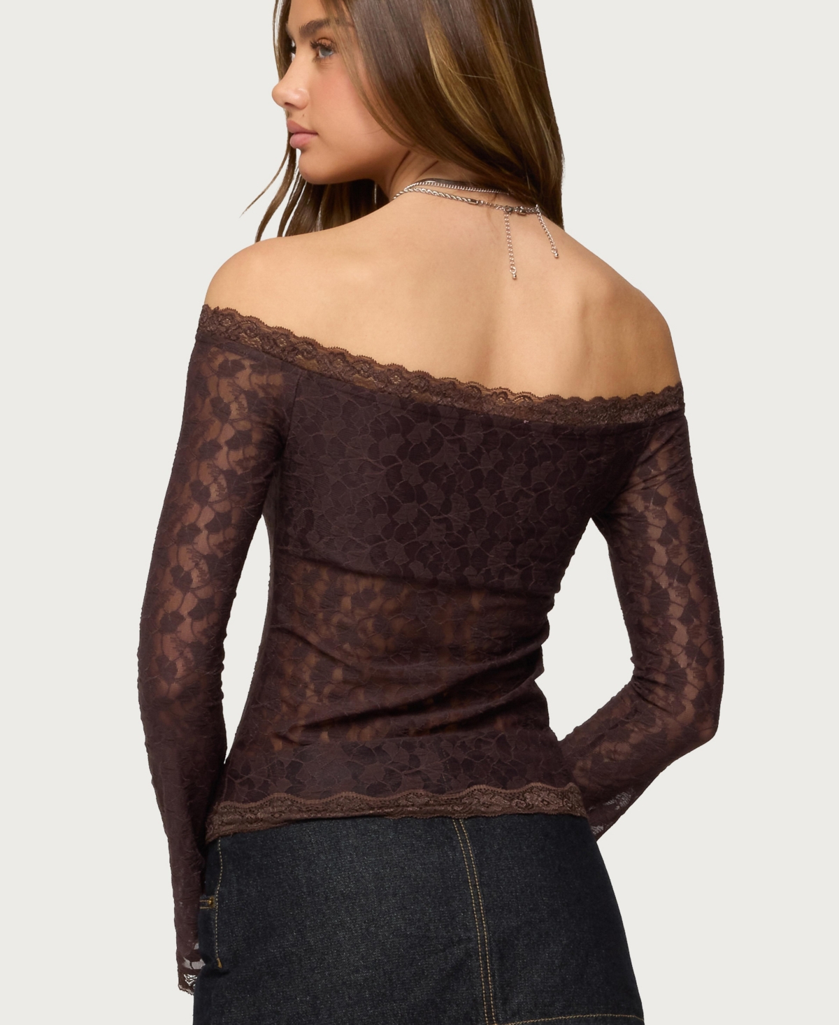 Edikted Women's Built Bra Off Shoulder Lace Top