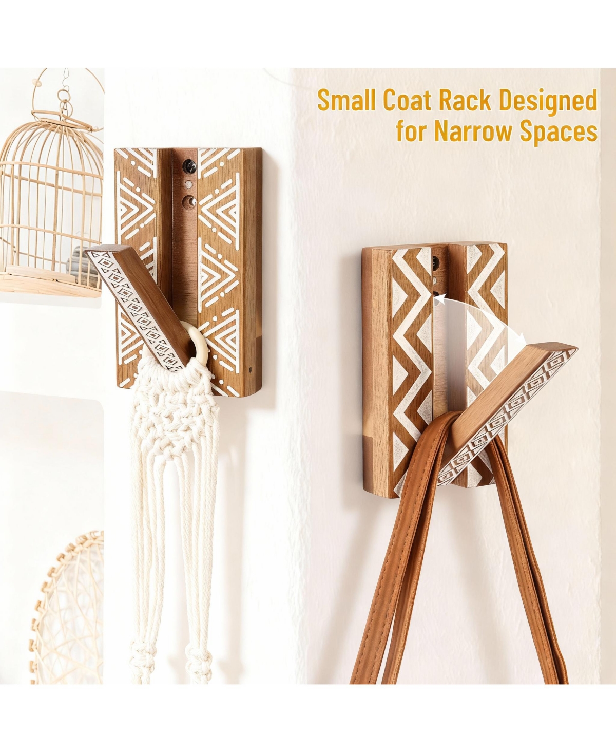 Yigii Bohemian Geometric Foldable Hooks: Space-Saving, Durable, Aesthetic