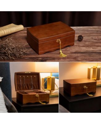 Wooden Jewelry Box with Lock for Women - Elegant Storage for Bracelets, Watches, Necklaces
