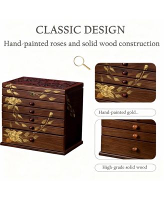 Handcrafted Floral Wooden Jewelry Box