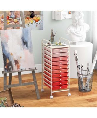 10 Drawer Rolling Storage Cart Scrapbook Paper Office School Organizer