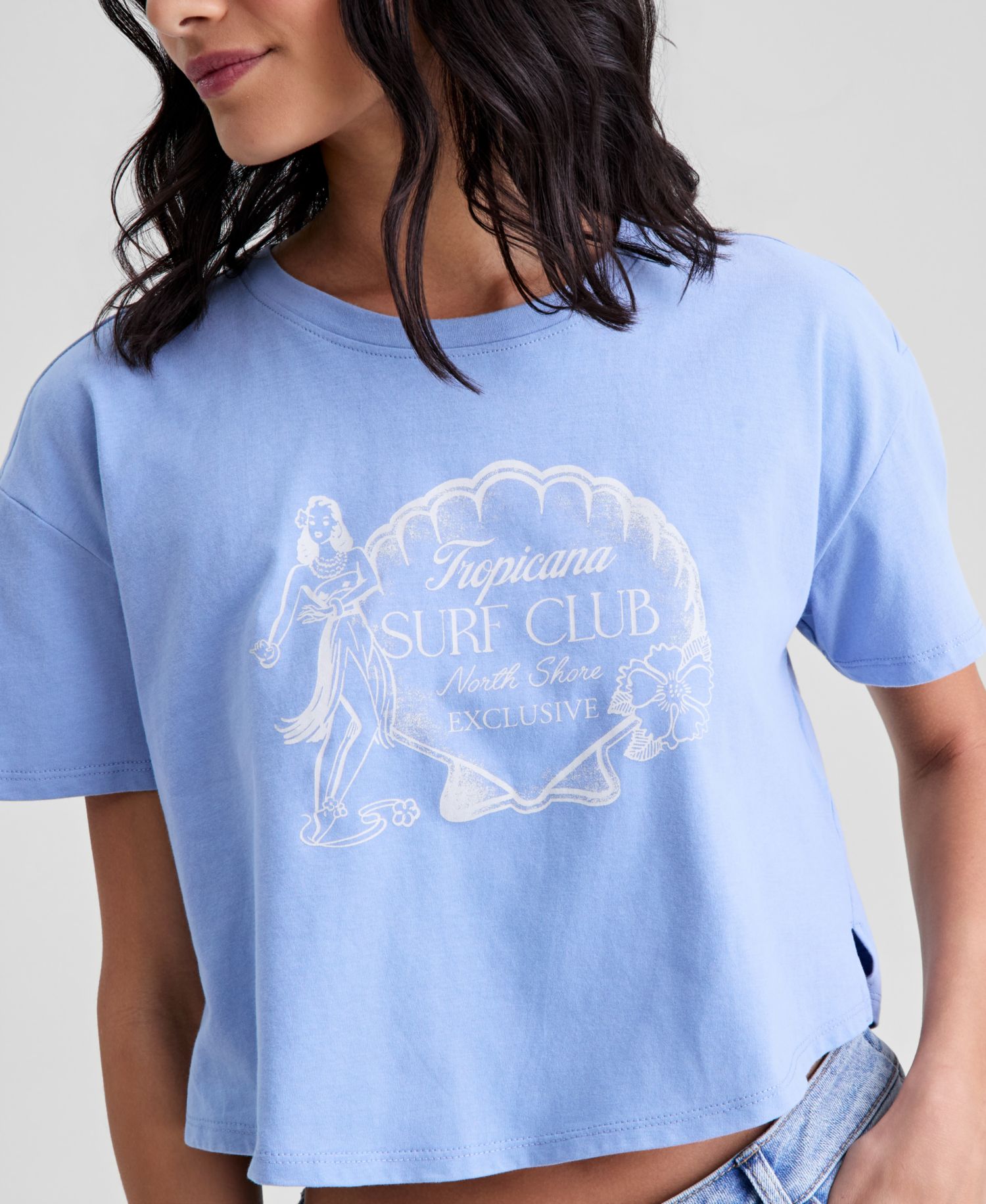 Women's Crop Mermaid Graphic Cotton T-Shirt