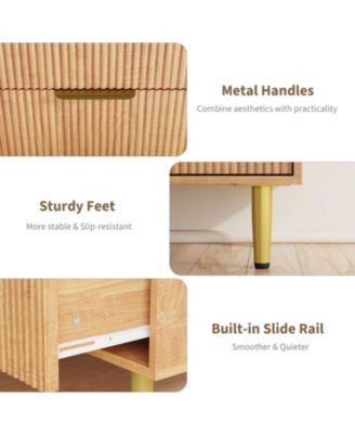 5 Drawer Dresser for Bedroom, 29.5" Wood Chest of Drawers, Fluted Dresser with Metal Handle, Large Capacity Organizer for Hallway