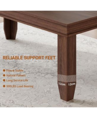 71" Dining Table for 6 to 8, Wood Rustic Kitchen Table with Eadge Trim, Large Rectangular Dinner Table for Dining Room, Home Office, Living