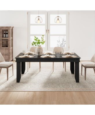 Farmhouse Dining Table for 6-8 People, 71" Long Wood Kitchen Table with Sturdy Frame & Rustic Wooden Finish, 6-8 Seats Large Rectangular Tables