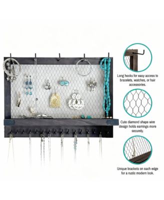 Rustic Space Saving Wall Organizer for Jewelry and Accessories