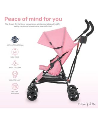 Toddler Rover Stroller: Lightweight, compact travel umbrella stroller. One-hand fold, lockable rear wheels, adjustable canopy, & 3-point harness.