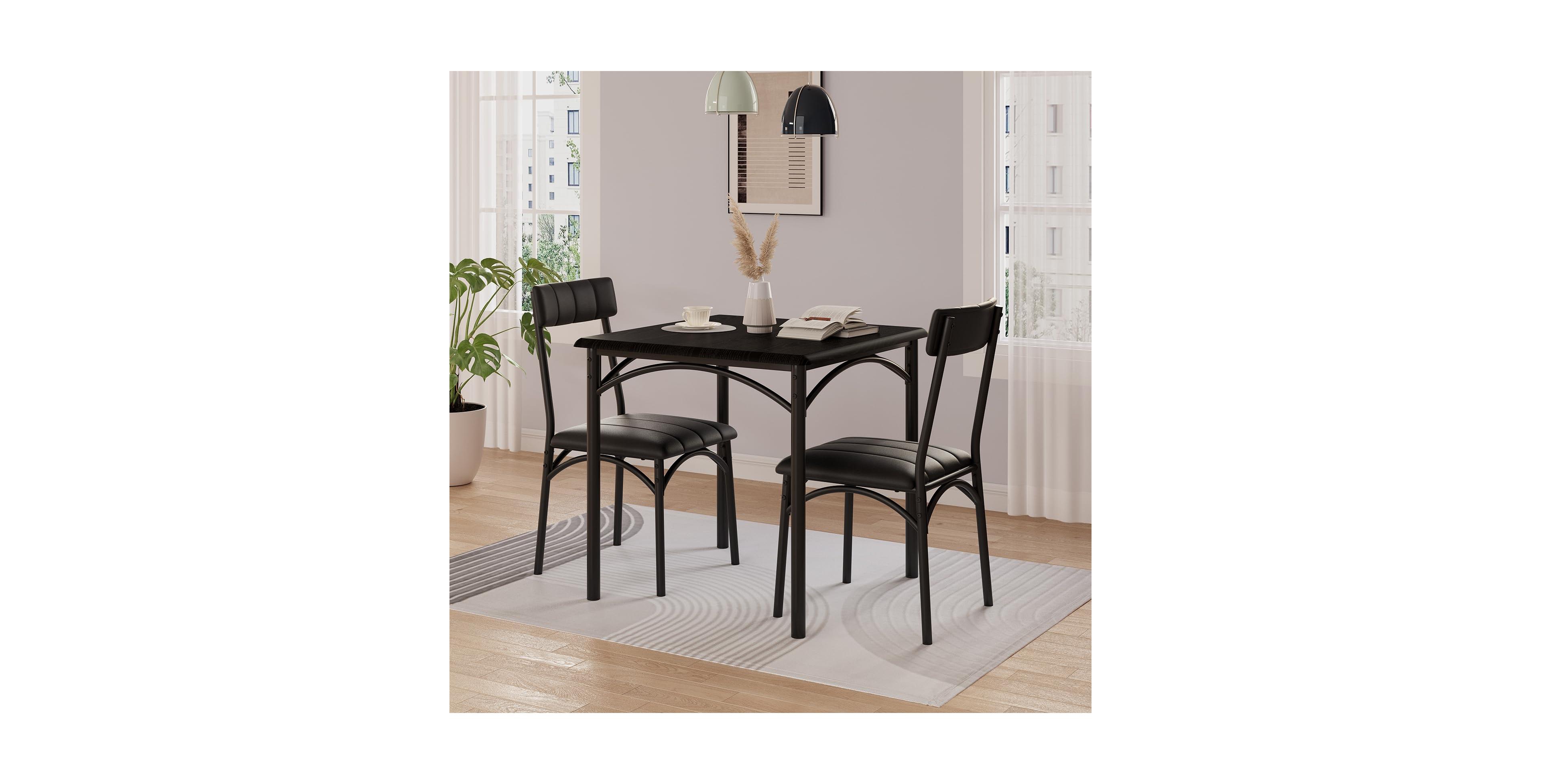 gaomon Dining Table Set, 1 and 2 Upholstered Chairs, for Breakfast Nooks Small Rooms, Ideal Kitchen