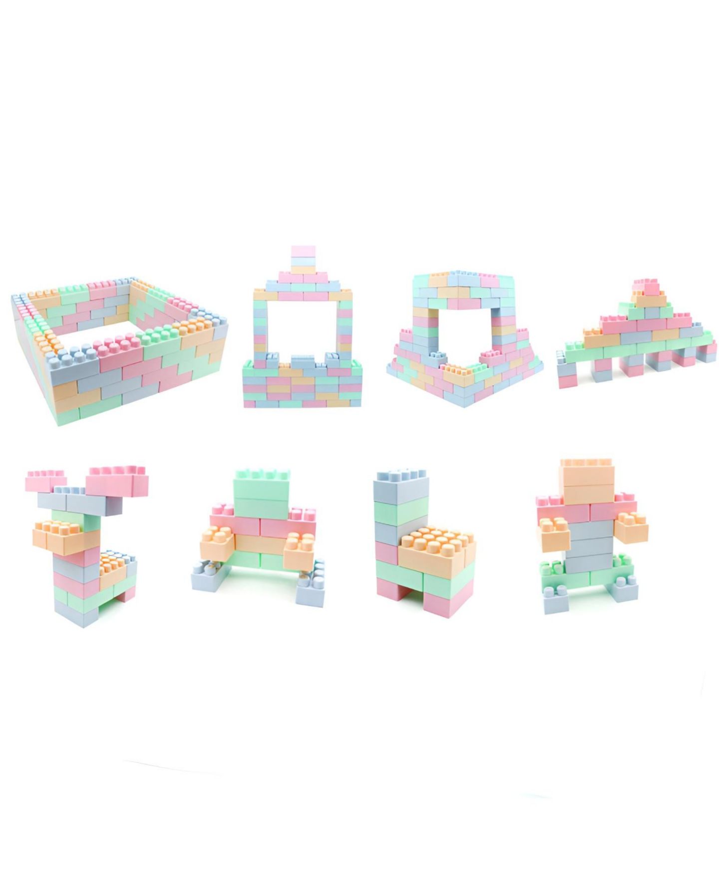 Детские конструкторы Slickblue Educational BPA-Free Building Blocks 64-Piece Set, Ages 18+ Months, цвет: Разноцветный — фото 1
