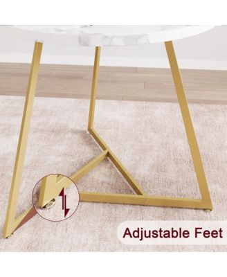 Dining Table Set for 2, Round Kitchen Table and Chairs for 2, Modern Dining Room Table Set with 2 Metal and Wood Chairs