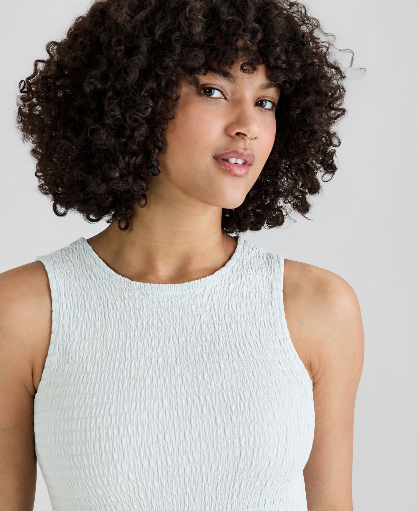 Женское платье And Now This Smocked Bodice Cotton Mini, цвет: Выбеленный варёный — фото 4