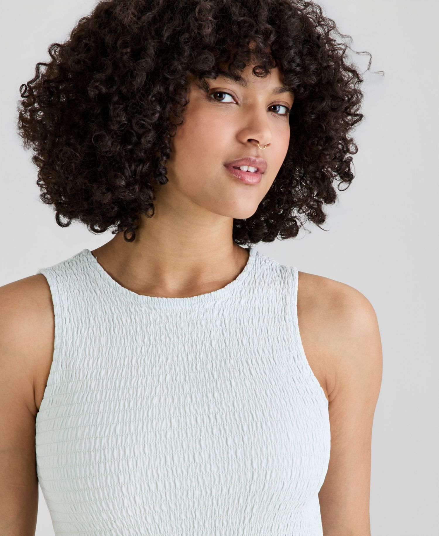 Women's Smocked Bodice Cotton Mini Dress