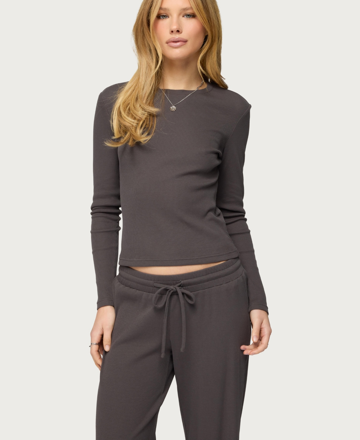 Edikted Women's Cicilia Long Sleeve Ribbed T Shirt