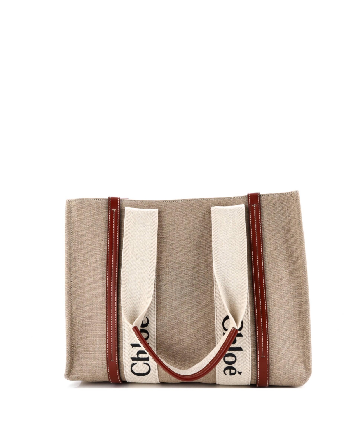 Pre-Owned Chloe Medium Woody Tote Canvas with Leather