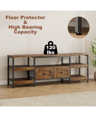 Industrial Media Console,Rustic Entertainment Center,Metal Frame TV Stand with Storage DrawerFarmhouse Modern TV Cabinet