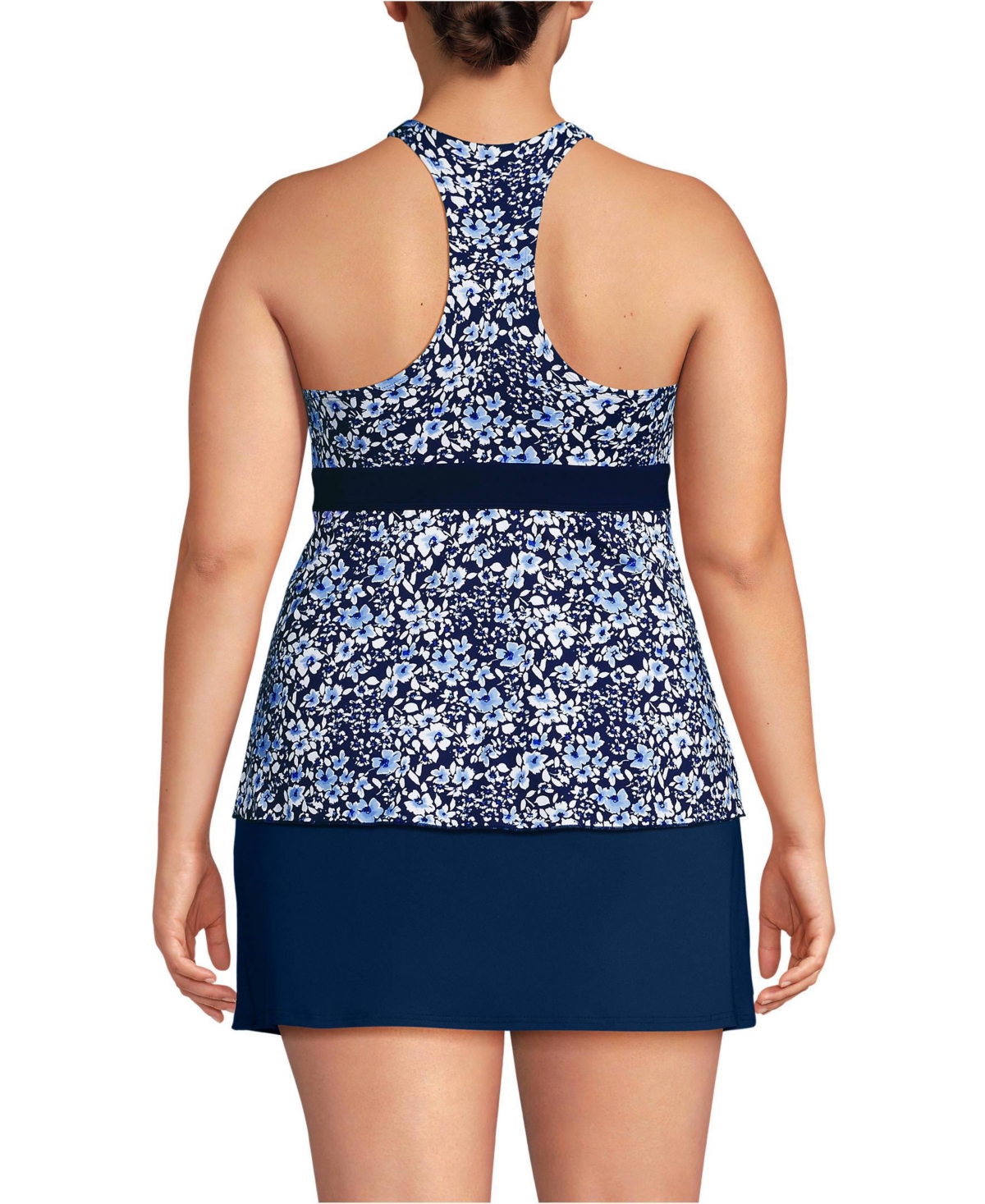 Lands' End Plus V-Neck Racerback Flutter Tankini Top