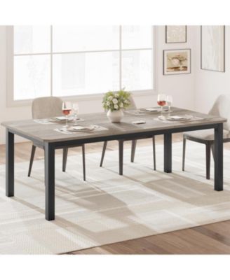 Industrial Long Dining Table for 6–8 People, 78.7 Inch Wooden Kitchen Table with Sturdy Metal Frame