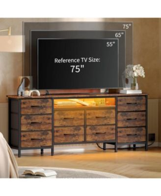 63 Inch TV Stand Dresser with 10 Drawers, Long Entertainment Center for TVs Up to 75 Inch