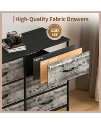 70" Bedroom Dresser with 12 Fabric Drawers, Extra-Wide Storage Chest & TV Stand for 65–80" TVs with Built-In Charging Station