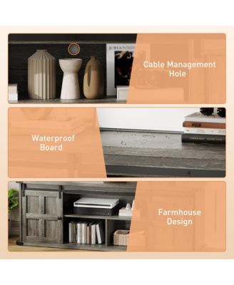 Farmhouse TV Stand for 75 Inch TV, Entertainment Center with Storage Cabinets and Sliding Barn Doors