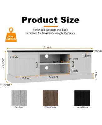 Farmhouse TV Stand for 65 Inch TVs, Entertainment Center with Storage Cabinets, Modern Media Console Table