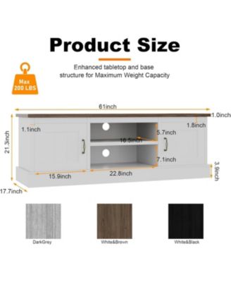 Farmhouse TV Stand for 65 Inch TVs, Entertainment Center with Storage Cabinets, Modern Media Console Table