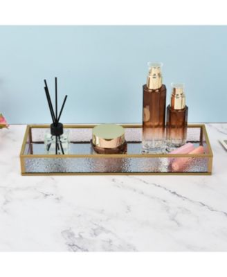 Handcrafted Glass Tray, Decorative Storage Tray for Makeup, Jewelry, Desk, or Bathroom Stylish, Durable Glass Tray for Home and Office
