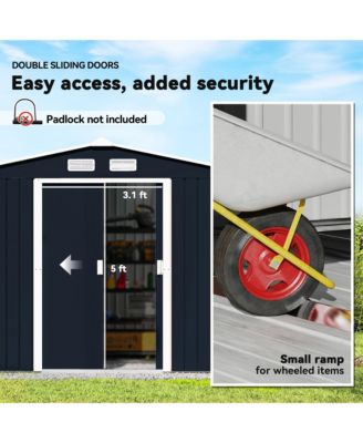 9' x 6' Storage Shed Garden Tool House w/ Vents Doors Dark