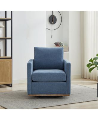 Square Swivel Accent Chair, Chenille Upholstered Leisure Chair, 360° Rotation Comfy Armchair