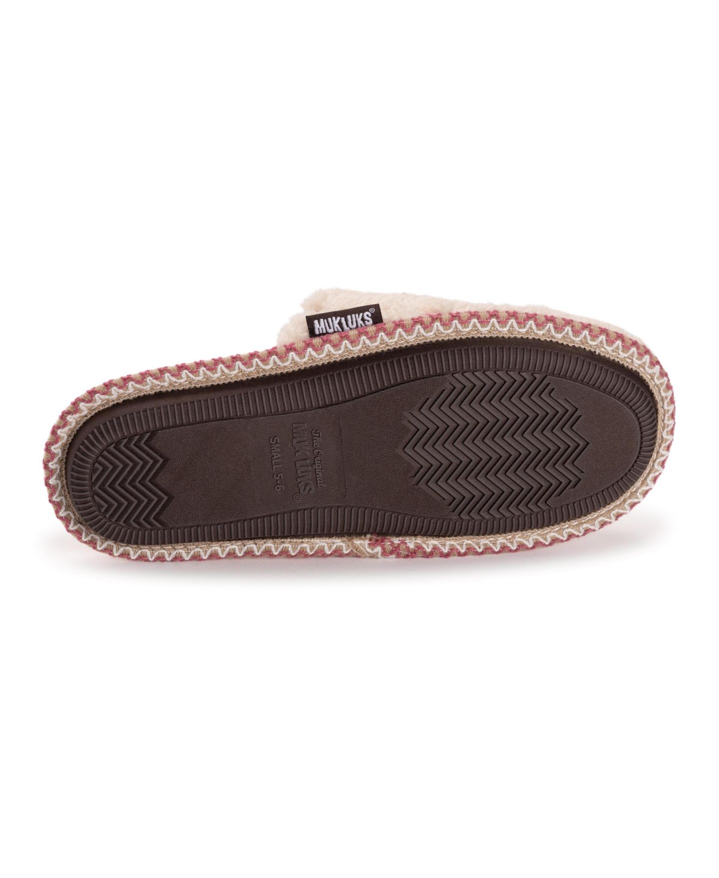 Женские тапочки MUK LUKS Novelty Punch Needle Scuff Slipper, цвет: Кремовый с принтом — фото 5