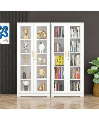 Tempered Glass Cabinet, Thickened Metal, Storage & Display, Safety Lock, Easy Assembly