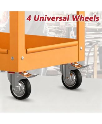 3 Tier Rolling Tool Cart with Drawer & Pegboard, 550 lbs Capacity, Easy Assembly