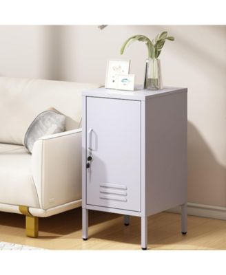 Metal Locker Nightstand with Door & Shelf, Modern Steel Bedside Cabinet, Lockable Single Door, Easy Assembly