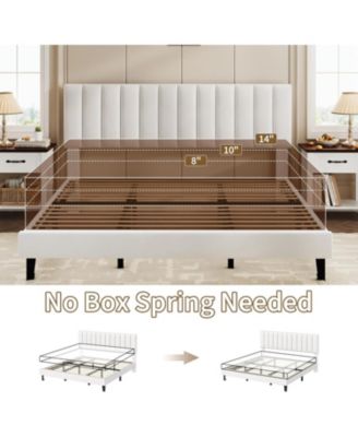 King Size Upholstered Platform Bed Frame with Adjustable Vertical Tufted Headboard, Sturdy Wooden Slats, Noise Free Modern Bed