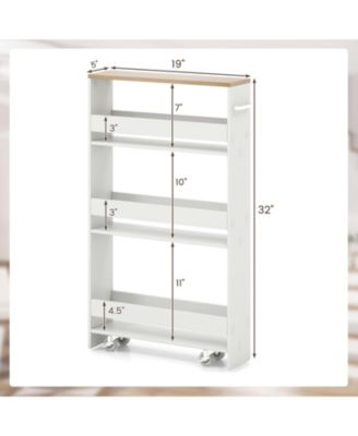 Slim Kitchen Storage Cart with Handle, Mobile Rolling Shelving Organizer