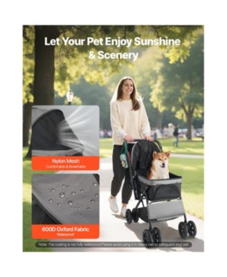 4-Wheel Pet Stroller: Foldable & Reversible, Supports Up to 44lbs for Dogs & Cats - Travel Ready