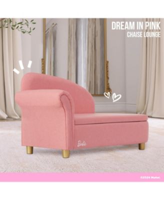 Girls Barbie Dream in Chaise Lounge, Soft Upholstered Seat with Raised Backrest, Gold-Tone Legs and Hidden Storage, ASTM Certified