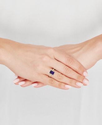 Swiss Blue Topaz (2-3/4 ct. t.w.) and Diamond Ring in 14k Yellow Gold (also available in Amethyst and Onyx)