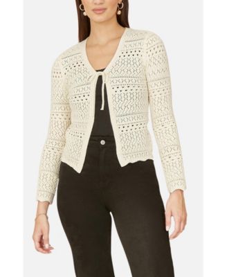 Women's Crochet Tie Front Cardigan