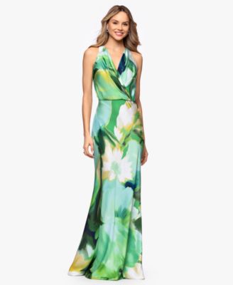 Women's V-Neck Printed Ball Gown