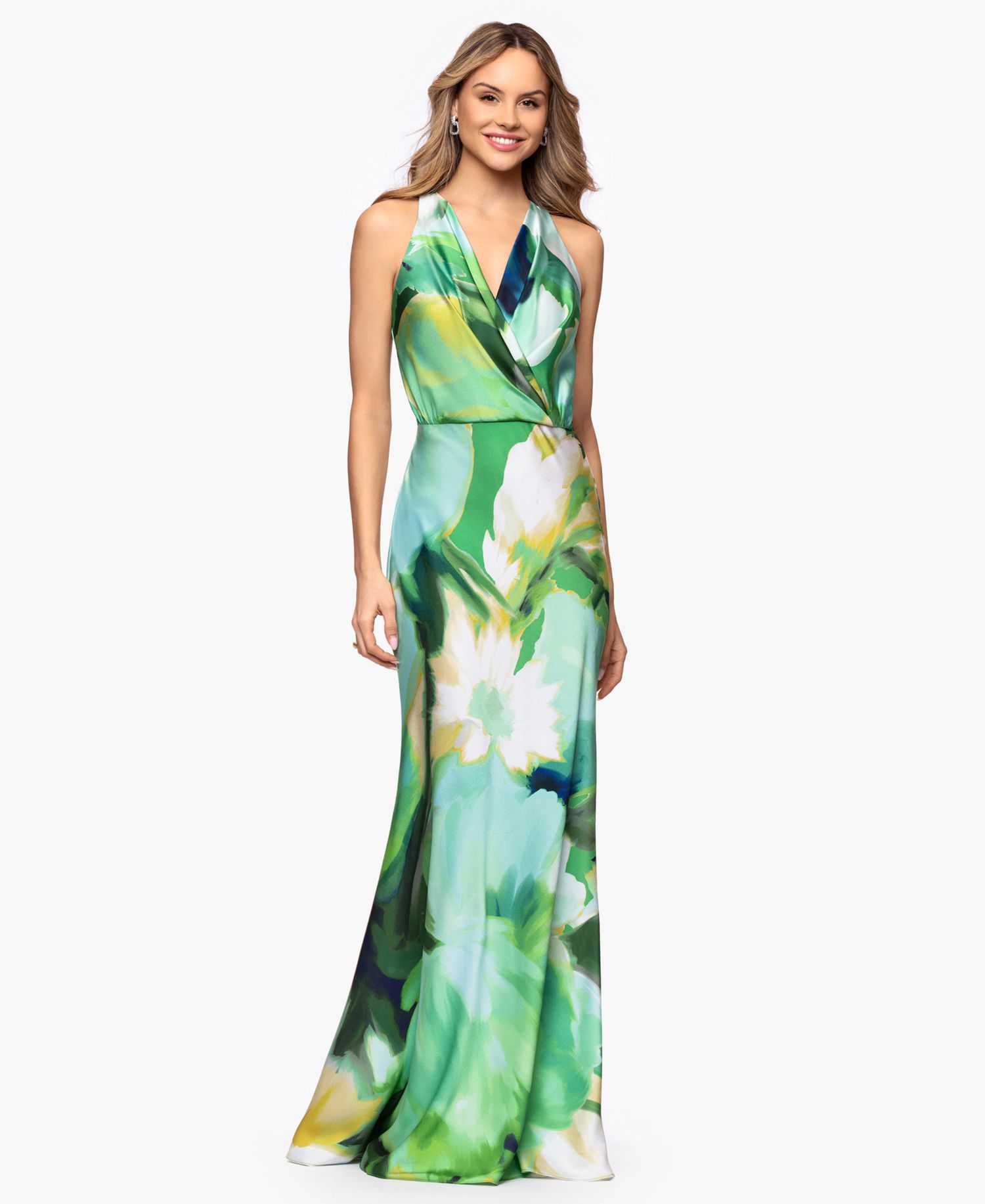 Women's V-Neck Printed Gown