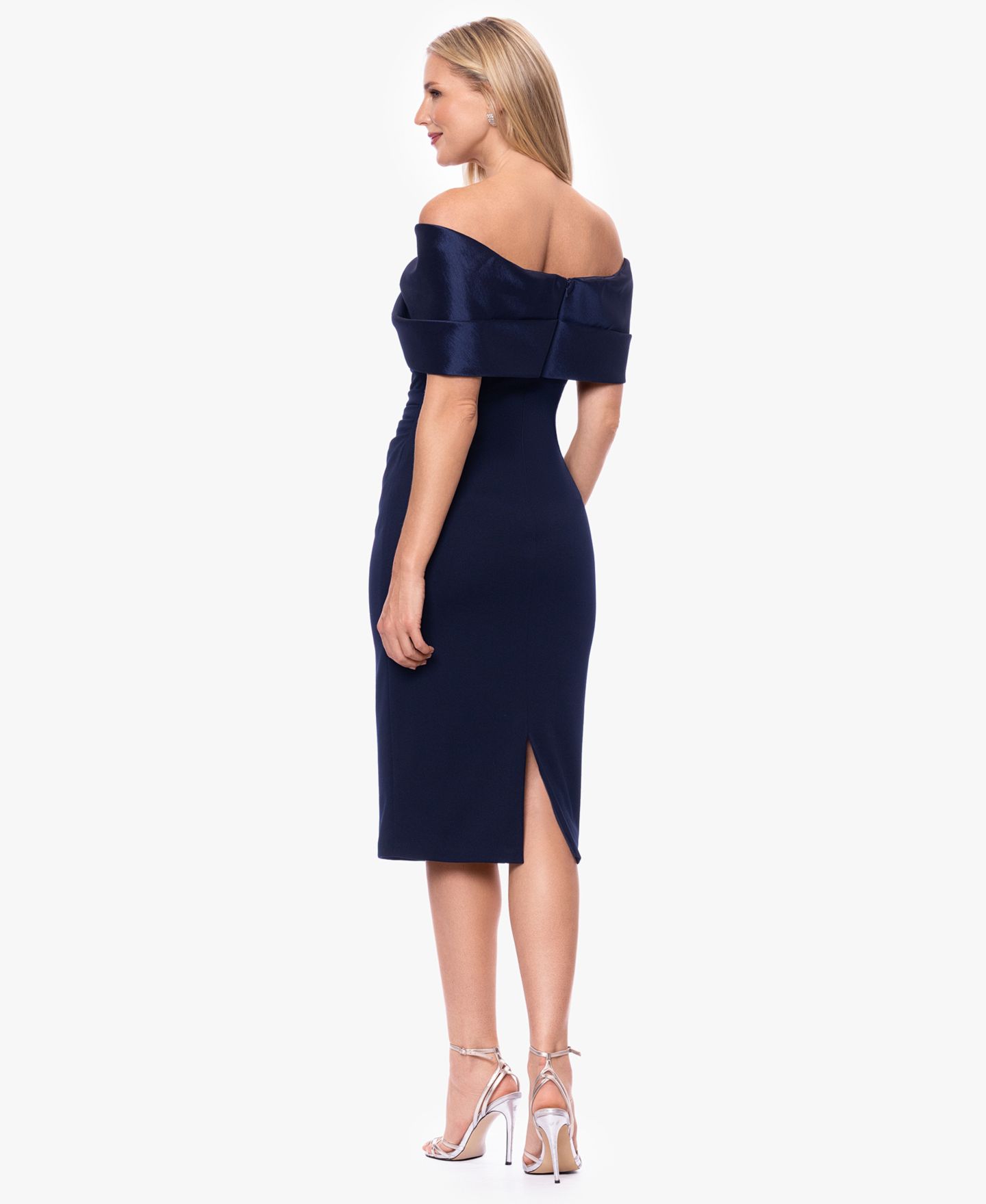 Женское платье Betsy & Adam Off-The-Shoulder Midi, цвет: Тёмно-синий — фото 4