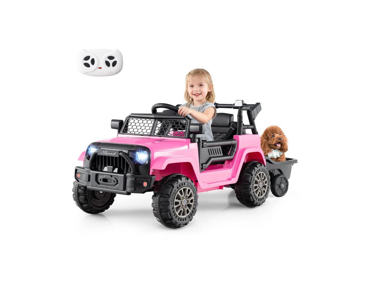 Slickblue 12V Kids Ride-On Utv with Detachable Trailer, Battery Powered