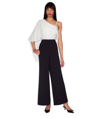 WHITE TIE by Shani - Women's One-Shoulder Cape Jumpsuit