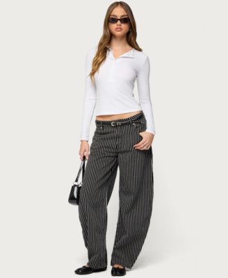 Women's Jaelyn Ribbed Henley T Shirt