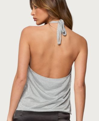 Women's Stasia Sparkly Knit Split Front Top