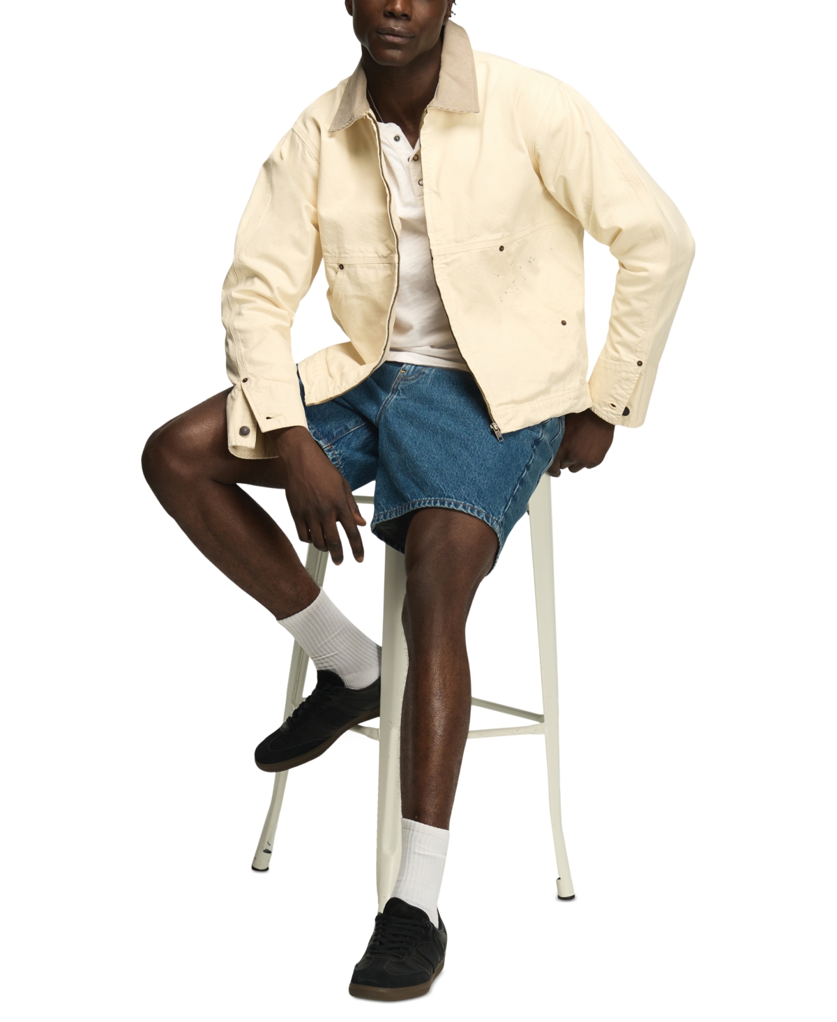 Lucky Brand Men's Spread Collar Canvas Chore Jacket