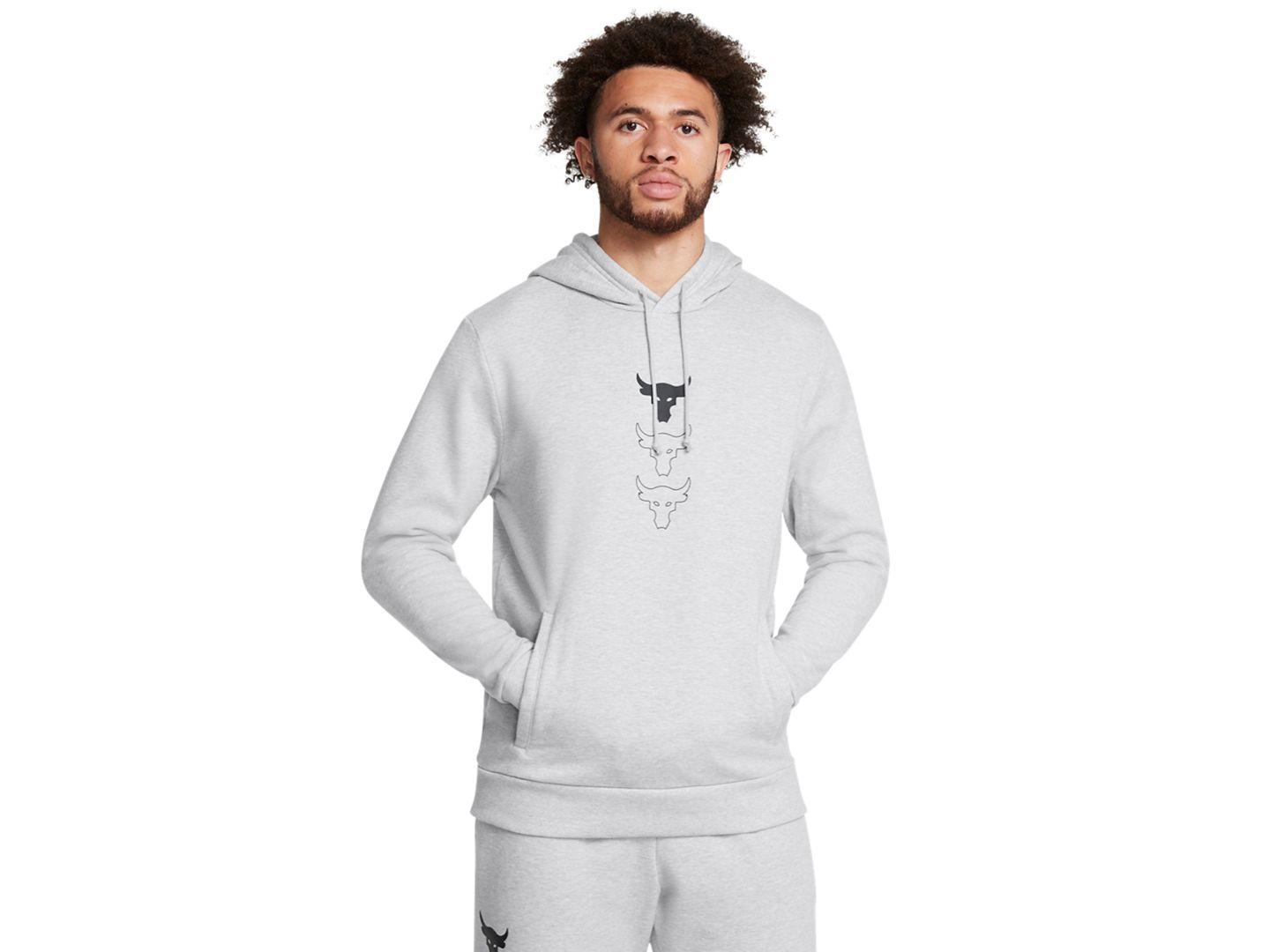 Мужское худи Under Armour Project Rock Rival Regular-Fit, цвет: Угольный — фото 1