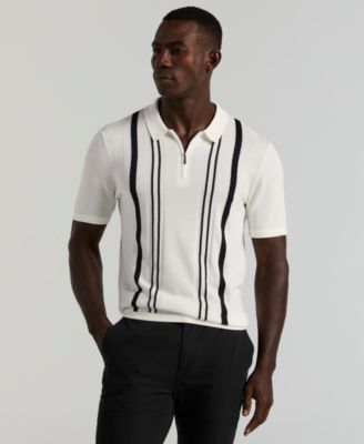 Men's Stripe Zip Polo Shirt